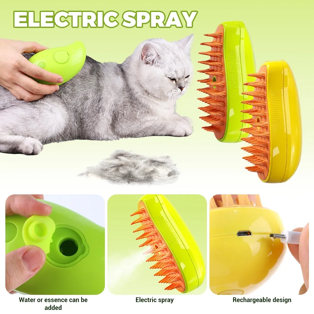 Cat Dog Steamy Brush Steam Brush Electric Sprayer for Massage Pet Grooming tool Shedding 3 in 1 Electric Sprays Massage Combs - Image 2